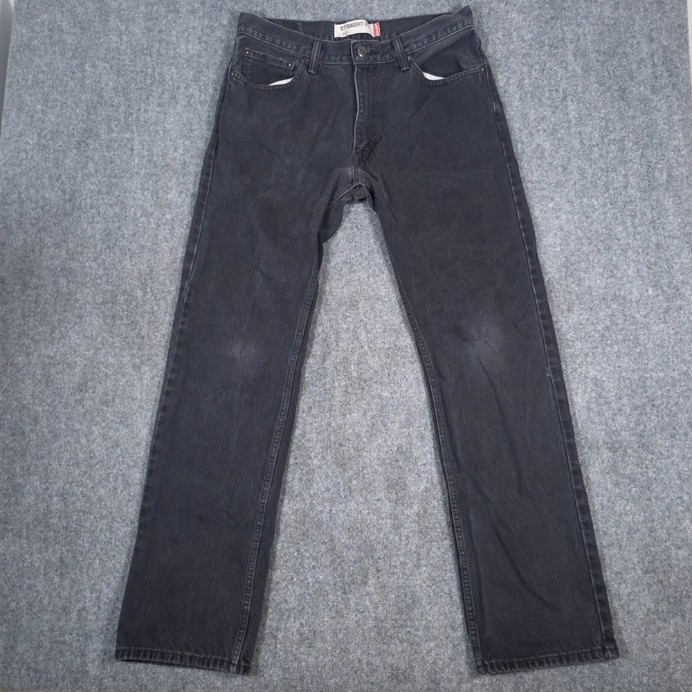 Levis 505 Straight Fit Jeans Mens 32x32* Black Faded Denim Five Pocket